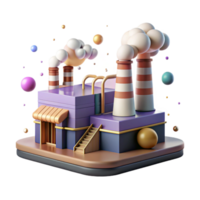 beautiful creative Factory with Smokestacks Emitting Clean Steam Isolated Background original png