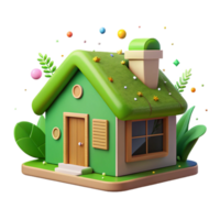 vibrant modern Eco Friendly House Green Roof Cutout high quality png