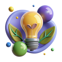 magnificent minimalist Environmental Awareness Icon with Lightbulb and Leaf Isolated high resolution png