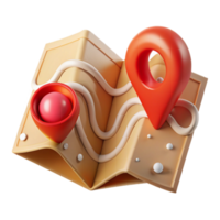 stunning traditional Folded Map with Red Marker Isolated Element high resolution png