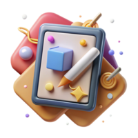 elegant vintage Educational Technology Icon Tablet and Stylus Isolated exclusive png