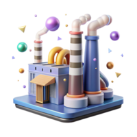serene artistic Factory Noise Pollution Smoke Stacks Transparent Background high quality png