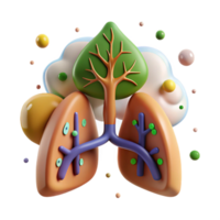 vibrant modern Clean Air Initiative Icon with Lungs and Tree Isolated high quality png