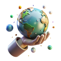 magnificent creative Globe in Hand Realistic Shadow Transparent Background original png