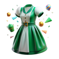 elegant rustic Emerald Green Swiss Dirndl with White Blouse Cutout Element high resolution png