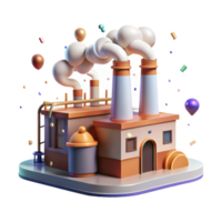 dramatic artistic Factory with Smokestacks Emitting Clean Steam Isolated Background authentic png