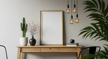 Design Mockup on a Wall Picture Frame with Decorative Elements 1 photo