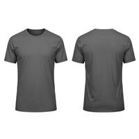 Front And Back View of Dark Gray T-Shirts for Design Mockup photo