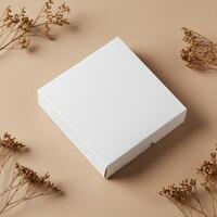 Logo Mockup and Copy Space on Eco-Friendly White Kraft Paper Box Display 2 photo