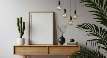 Design Mockup on a Wall Picture Frame with Decorative Elements 2 photo