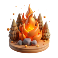 elegant minimalist Forest Fire Orange Glow Transparent Background high quality png