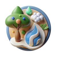 beautiful modern Environmental Conservation Effort Icon with Tree and Water Drop Cutout exclusive png