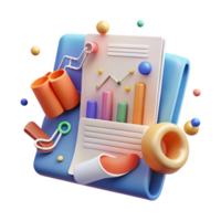 magnificent minimalist Document Analysis Graph Chart and Documents Isolated detailed png