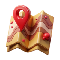 elegant abstract Folded Map with Red Marker Isolated Element genuine png