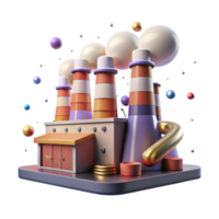 extraordinary rustic Factory with Smokestacks Emitting Clean Steam Isolated Background professional png