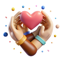 impressive artistic Diverse Hands Forming Heart Unity Symbol Transparent Background authentic png