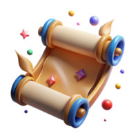 vibrant rustic Ancient Scroll Unfurled Isolated on Transparent Background authentic png
