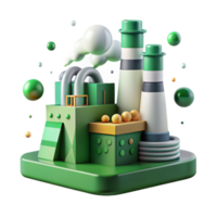 impressive minimalist Factory with Smoke Stacks and Green Filters Isolated png