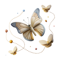 dramatic vintage Butterfly Migration Flight Path Isolated Map Illustration Transparent Background high quality png