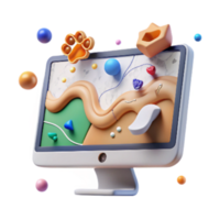 wonderful modern Computer Screen Displaying Animal Tracking Data Bright White Transparent Background authentic png