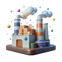 impressive contemporary Factory Emitting Pollution Side View Transparent Background high quality png