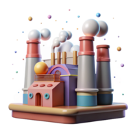 elegant vintage Factory with Smoke Stacks and Green Filters Isolated authentic png