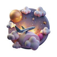 elegant minimalist Dramatic Sunset Cloudscape with Airplane Transparent Background png