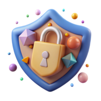 beautiful classic Cybersecurity Icon Shield and Lock Transparent Background authentic png