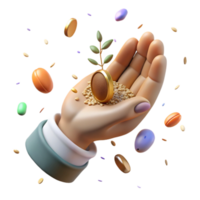 serene vintage Close Up of Hands Holding Sapling Transparent Background high resolution png