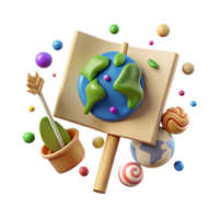beautiful creative Climate Change Protest Sign with Earth Icon Transparent Background genuine png
