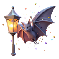 stunning traditional Bat in Flight Illuminated by Streetlamp Transparent Background high resolution png