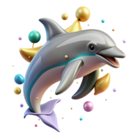 serene artistic Dolphin Jumping Isolated Element Dynamic Pose detailed png