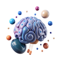 serene artistic Floating Brain with Binary Code Overlay Cutout exclusive png
