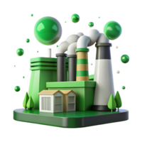 extraordinary abstract Factory with Smoke Stacks and Green Filters Isolated high quality png