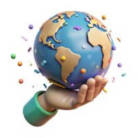 dramatic creative Globe in Hand Realistic Shadow Transparent Background exclusive png