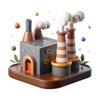 serene rustic Factory with Smoke Stacks and Green Filters Isolated genuine png