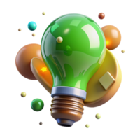 serene abstract Eco Friendly Lightbulb Green Glow Isolated Element authentic png