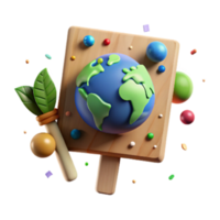 serene vintage Climate Change Protest Sign with Earth Icon Transparent Background original png