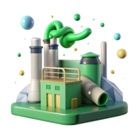 elegant rustic Factory with Smoke Stacks and Green Filters Isolated exclusive png