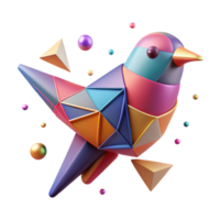 dramatic artistic Geometric Bird Design Isolated with Bright Colors detailed png
