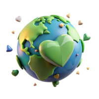 magnificent classic Earth with Green Heart Isolated Cutout Element high resolution png