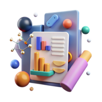 elegant abstract Document Analysis Graph Chart and Documents Isolated original png