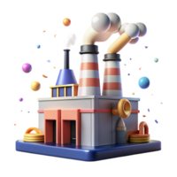beautiful modern Factory with Smoke Stacks and Green Filters Isolated authentic png