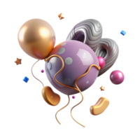 vibrant vintage Balloon Symbol Isolated with Floating String authentic png