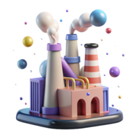impressive abstract Factory Emitting Pollution Side View Transparent Background high quality png