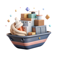 wonderful rustic Flat Design Icon of a Merchant Ship Transparent Background png
