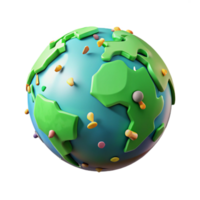 wonderful rustic Earth Globe Green Continents Isolated on White Background exclusive png