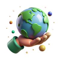 serene rustic Environmental Responsibility Icon with Hand and Globe Isolated png