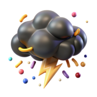 magnificent artistic Dark Gray Thundercloud with Lightning Cutout high resolution png