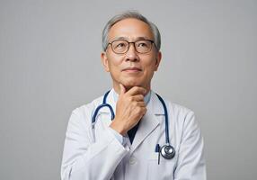 Doctor in Thinking Pose, with Stethoscope - Medical or Healthcare Presentation 4 photo